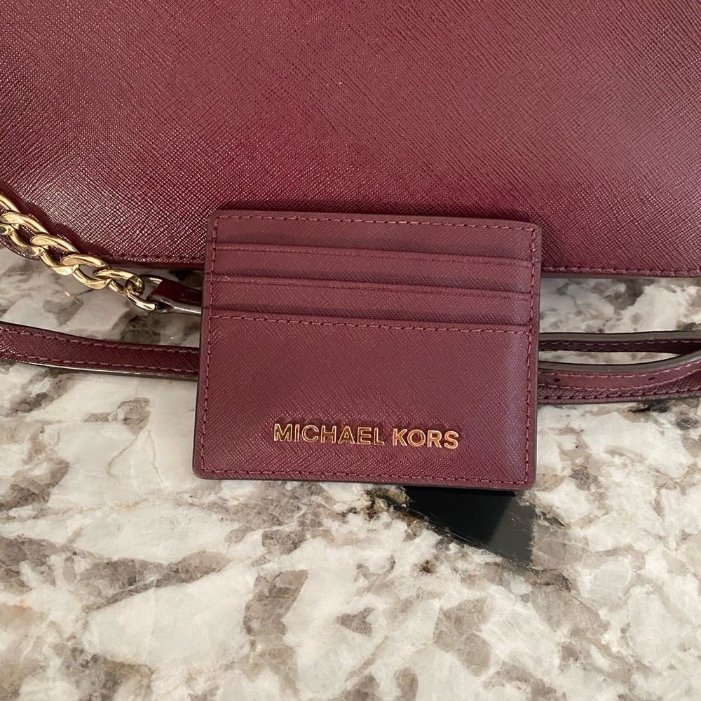 Bag AND card holder. Michael Kors Wine Crossbody